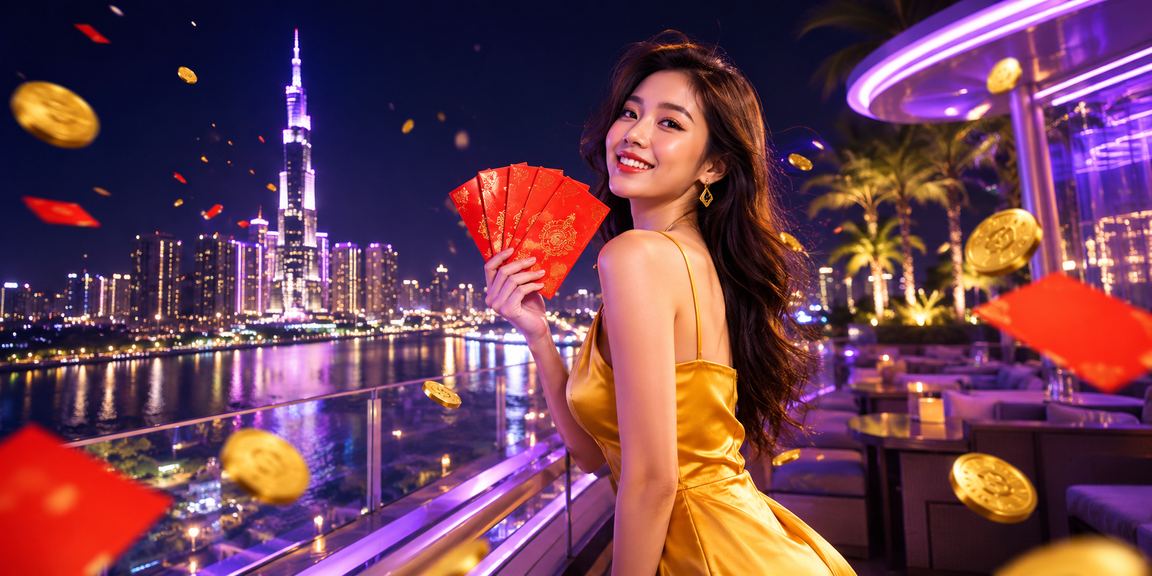 Bao lì xì đỏ và ánh đèn neon rực rỡ tại TP. Hồ Chí Minh trong không khí nhận thưởng dịp lễ